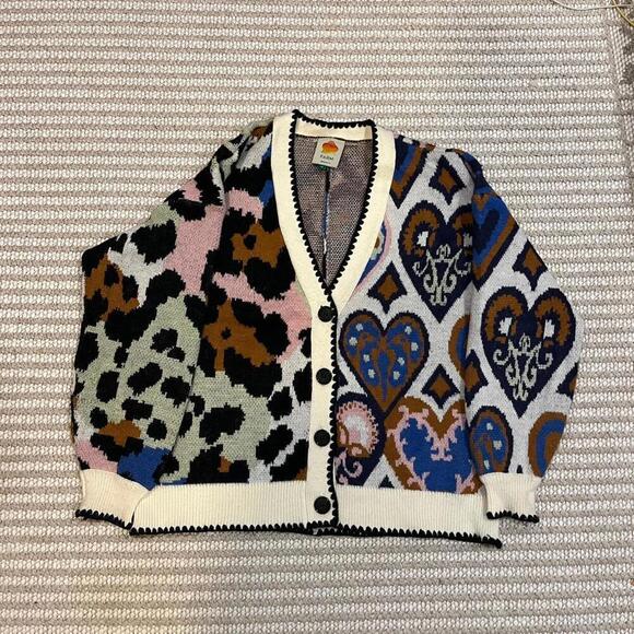 FARM RIO Mixed Ikat Hearts Knit Cardigan - Picture 5 of 8
